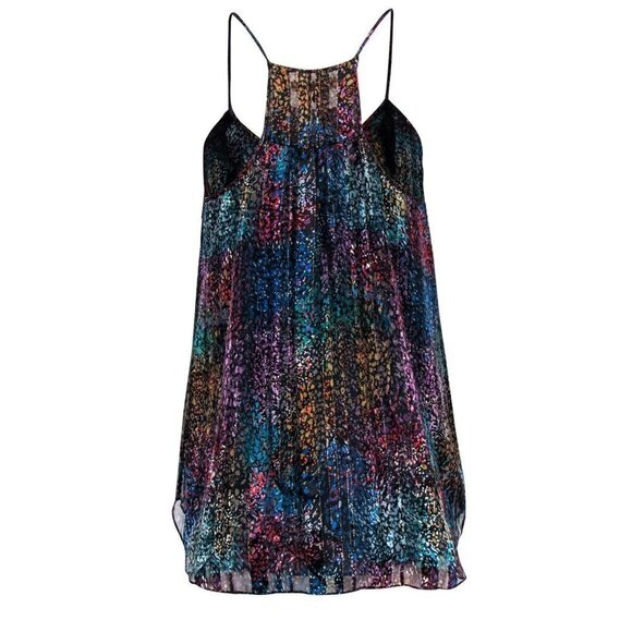 Rebecca Taylor Multicolor Metallic Ruffle Silk Boho Tank Top - Picture 2 of 11